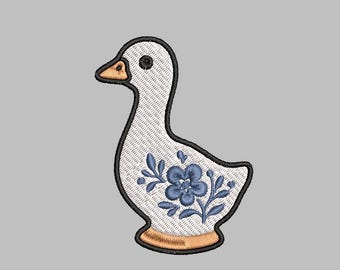 Porcelain goose figurine Embroidery Design 4x4 Digital Machine Embroidery File PES DST jef hus vp3 for Instant Download Gift Shop Abandoned