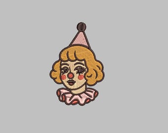 Vintage Coquette Clown Design 4x4 simple Digital Machine Embroidery File PES DST jef hus vp3 for Instant Download Old School Classical art