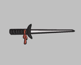 sword embroidery design file machine embroider PES DST JEF hus 4x4 outline simple weapon katana boys design ideas silver gift ideas