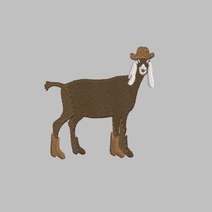 Cowboy goat with boots and hat embroidery design file PES 4x4 file cow animal cute kawaii trendy funny goats humor y2k art weird odd hippie