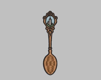 Rusted Antique Souvenir Spoon Embroidery Design 4x4 Digital Machine Embroidery File PES DST jef hus vp3 for Instant Download Gift Shop