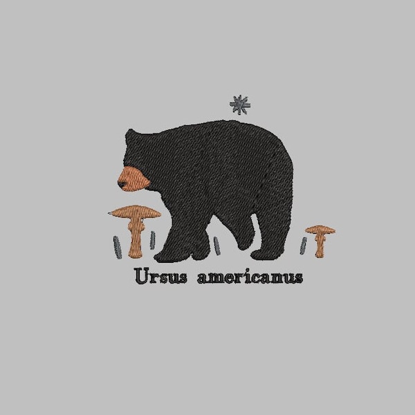 black bear latin name embroidery design file machine mirrorball PES 4x4 vintage funky cool animals grizzly trendy fun ursus americanus