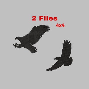 hawks embroidery files 2 files bundle PES 4x4 machines simple trendy outline simple bird hawk flying wings nature animals patriot american