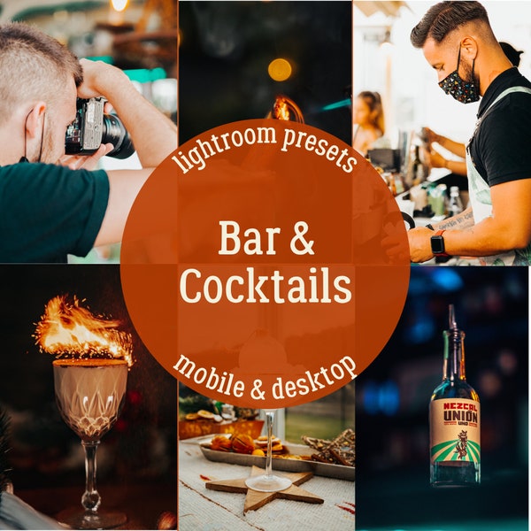 12 LIGHTROOM Presets Desktop & Mobile, teal and orange presets, bar, cocktails, instagram aesthetic