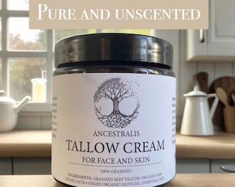 PURE Tallow Cream/Balm - pure and unscented, 100% Grass-fed skincare, facial care, baby, moisturizer