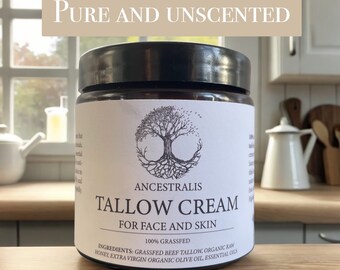 PURE Tallow Cream/Balm - pure and unscented, 100% Grass-fed skincare, facial care, baby, moisturizer