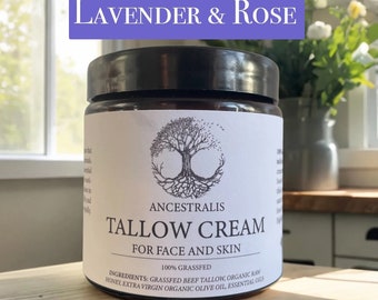 KORTING! Tallow Cream Lavender & Rose KORRELIGE batch met gekristalliseerde honing - lees beschrijving - 100% grasgevoerde huidverzorging, gezichtsverzorging