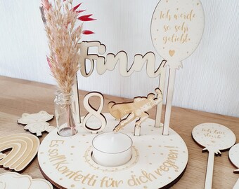 Birthday plate personalized with vase and candle and affirmations, birthday gift, birthday board, table decoration