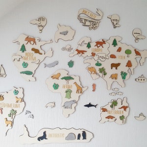 Weltkarte für Kinder aus Holz als Dekoration für das Kinder-/Babyzimmer, Kinderzimmerdekoration