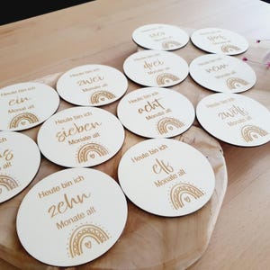 Meilensteinkarten aus Holz für das erste Babyjahr, personalisiertes Geschenk, Geburtsgeschenk, Holzschilder