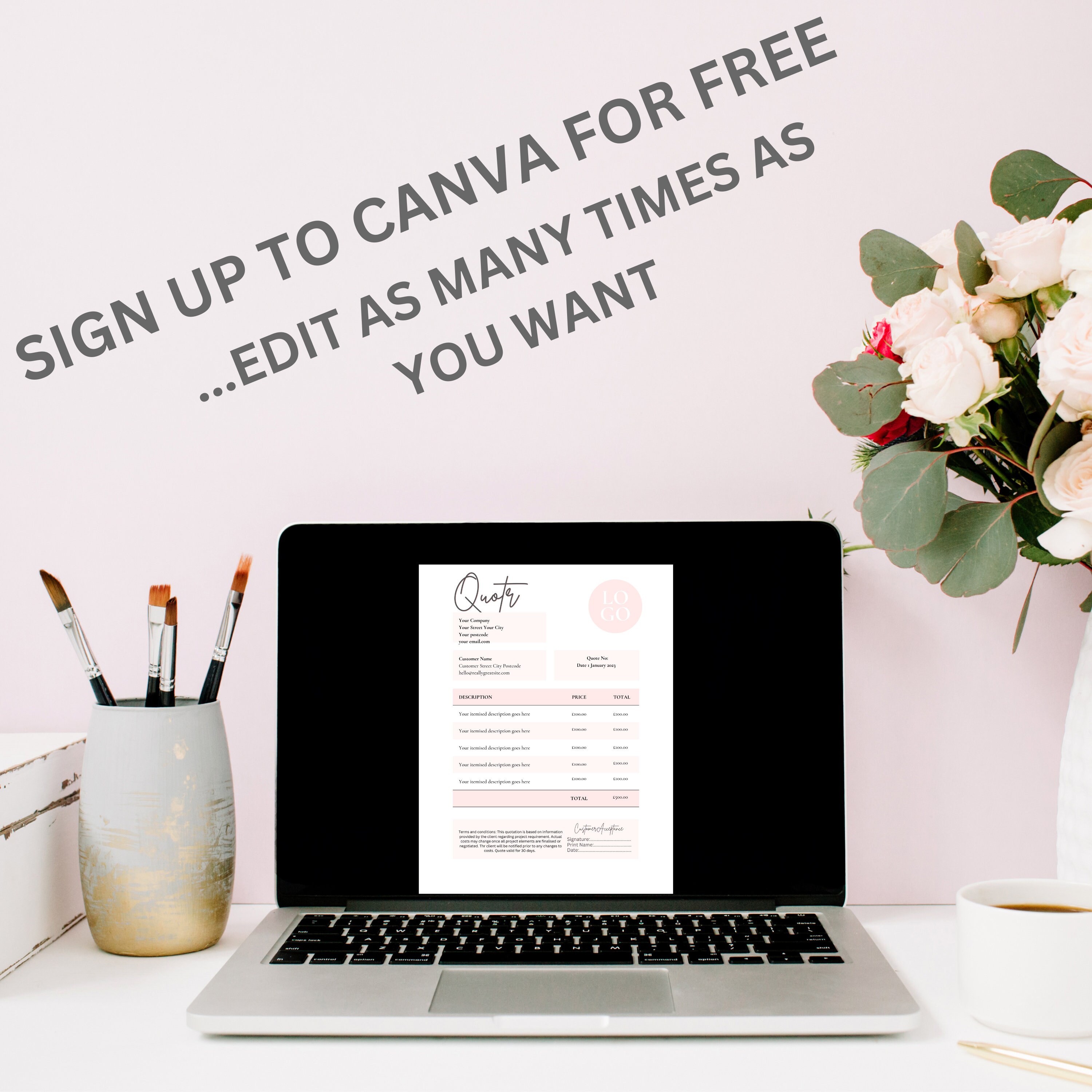 Price Quotation Template Canva Template A4 Quote Template Price Offer