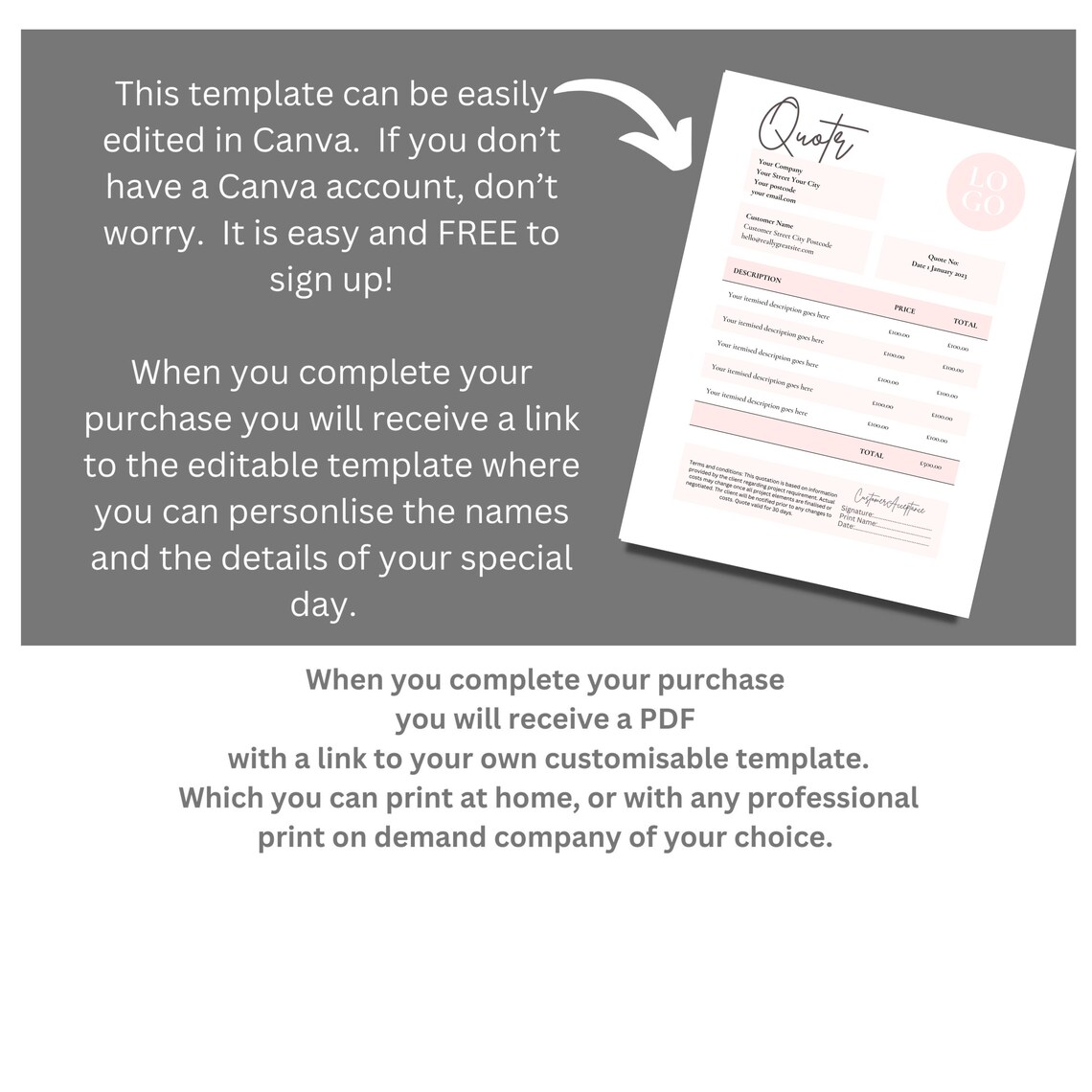 Price Quotation Template Canva Template A4 Quote Template Price Offer