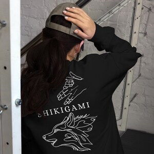 Unisex Anime Sweatshirt, Megumi Inspired, Minimalist Gothic Fushiguro Crewneck, Pullover, Subtle Japanese Crewneck Divine Dogs, Shikigami