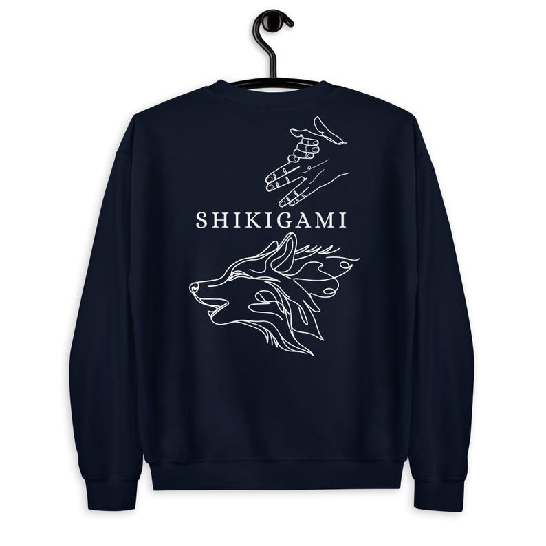 Unisex Anime Sweatshirt, Megumi Inspired, Minimalist Gothic Fushiguro Crewneck, Pullover, Subtle Japanese Crewneck Divine Dogs, Shikigami