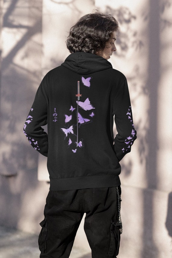 Unisex Anime Hoodie Shinobu Inspired Aesthetic Subtle Japanese Anime Jacket Minimalist Gothic Kocho Pullover Katana Butterfly Tee shirt Etsy Canada
