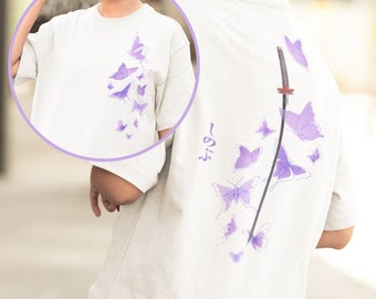 Unisex Anime Shirt, Shinobu, Aesthetic, Minimalist Coquette T Shirt, tee-shirt, Kocho Tee, Japanese Anime Katana Butterfly Tee Shirt