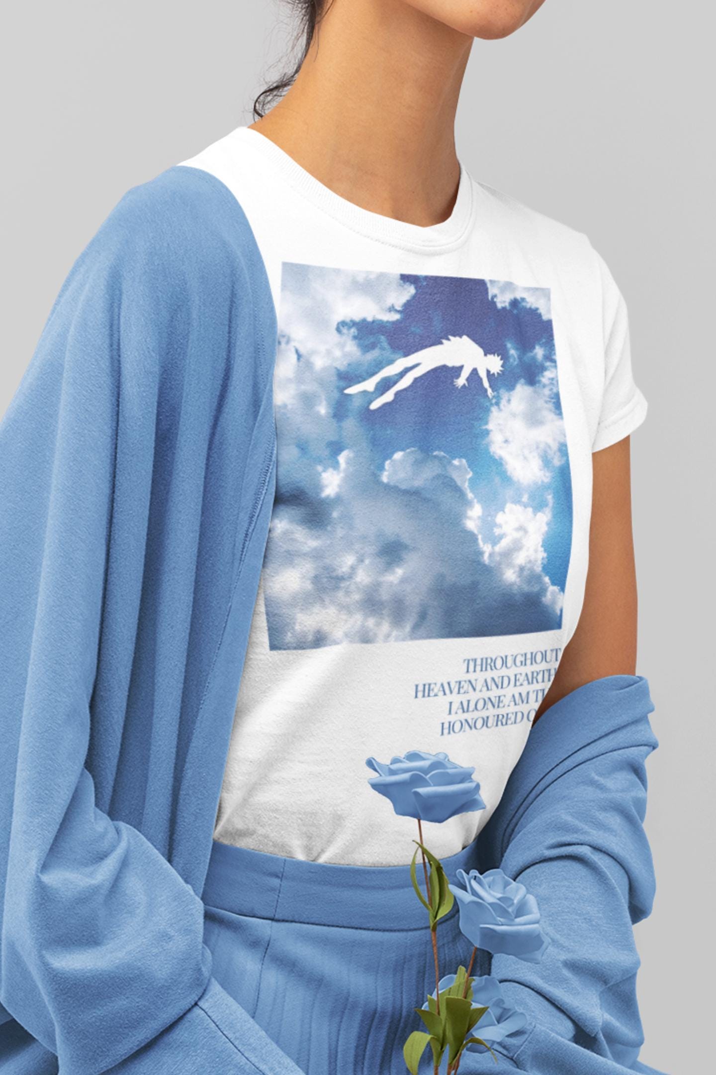 Gojo Inspired Minimalist Shirt, Unisex Satoru Tee, Aesthetic Anime Tshirt | Throughout heaven and earth, I alone am the honoured one.