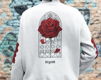 Honkai Star Rail Argenti Inspired Minimalist Roses Streetwear Sweatshirt Pullover Crewneck