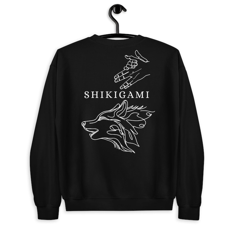 Unisex Anime Sweatshirt, Megumi Inspired, Minimalist Gothic Fushiguro Crewneck, Pullover, Subtle Japanese Crewneck Divine Dogs, Shikigami