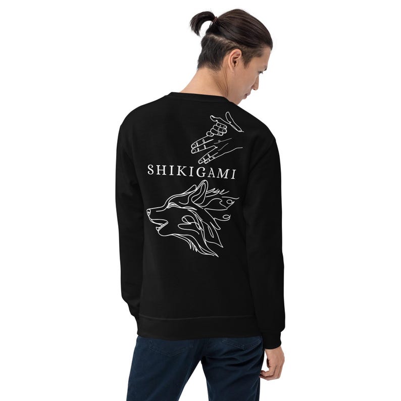 Unisex Anime Sweatshirt, Megumi Inspired, Minimalist Gothic Fushiguro Crewneck, Pullover, Subtle Japanese Crewneck Divine Dogs, Shikigami