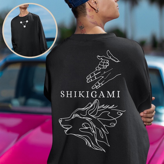 Unisex Anime Sweatshirt, Megumi Inspired, Minimalist Gothic Fushiguro Crewneck, Pullover, Subtle Japanese Crewneck Divine Dogs, Shikigami