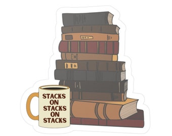 Book Stack Sticker | Literary Vinyl Decal, English Teacher Gift, Dark Academia Stickers, Librarian Present, Book Stickers for Kindle