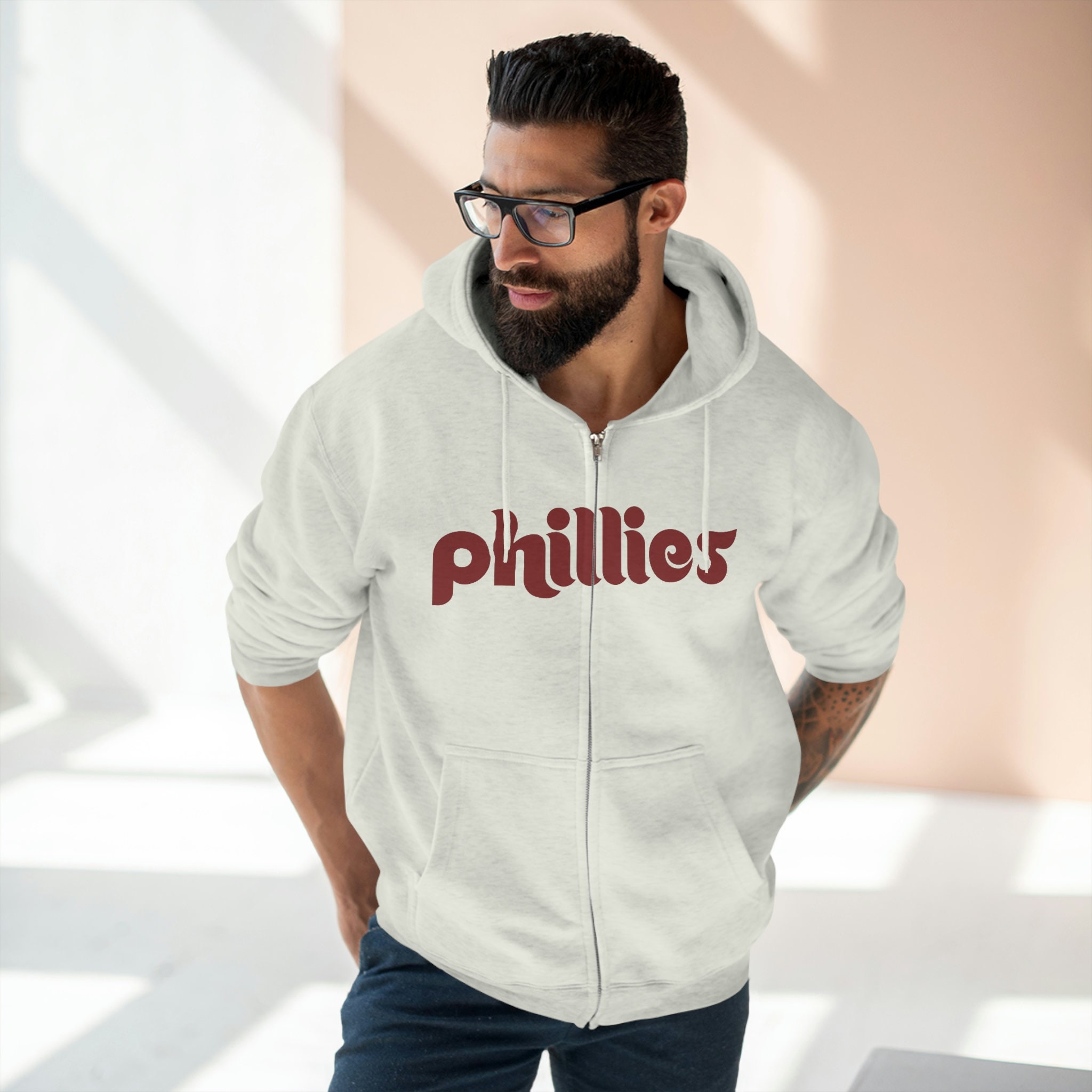 Phillies Full Zip Hoodie Gift for Philadelphia Baseball Fan 