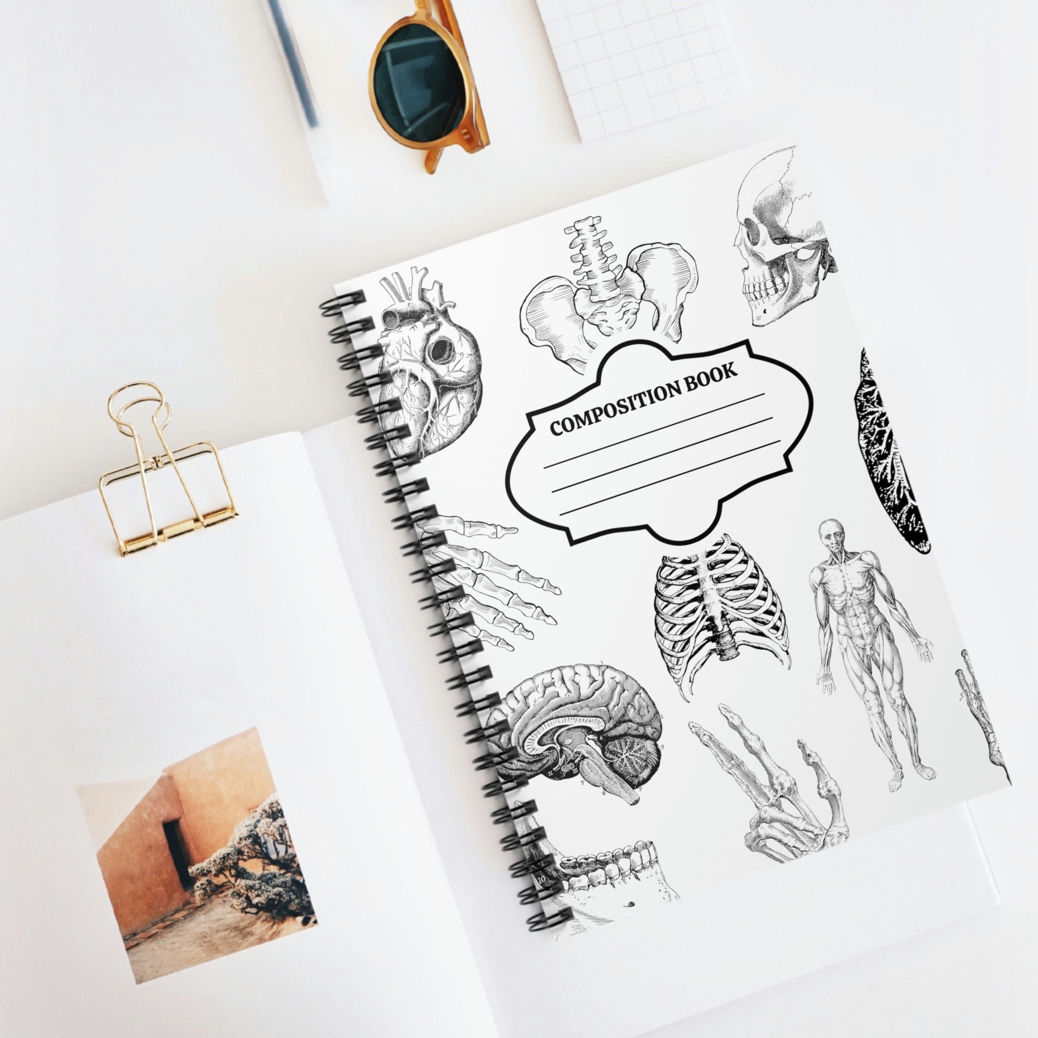 Anatomy Notebook | Vintage Spiral Lined Journal Diary for School ...