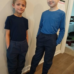 Boys & Girls khaki and navy school uniform pants, back-to-school, free shipping, sturdy, elastic waist, unisex, made in America