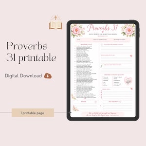 Proverbs 31 Printable Journal Page | Bible Study Worksheet (Digital Download)