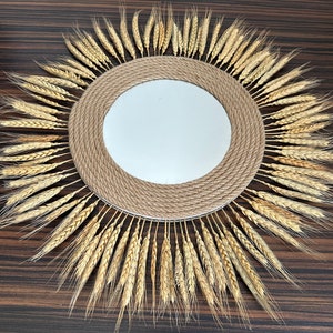 Wandspiegel rund im Boho-Stil Ø 55 cm, Spiegel Ø 20 cm Bild 3