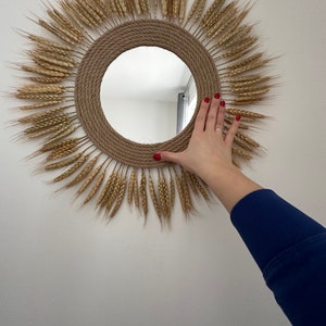 Wandspiegel rund im Boho-Stil Ø 55 cm, Spiegel Ø 20 cm Bild 4