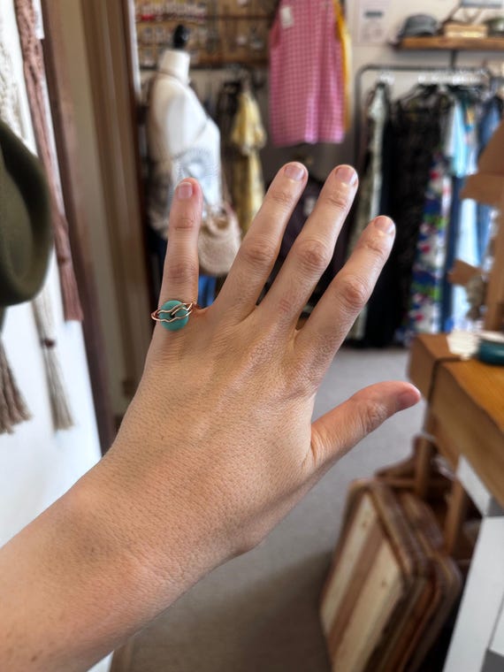 Copper Wire Turquoise Round Harmony Ring - image 1