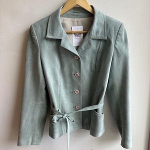 Vintage Sage Suede Belted Jacket – Size M
