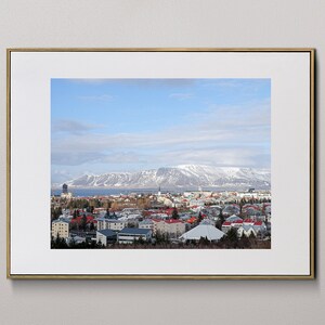 Reykjavik, Iceland, Snowy Mountains, Wall Art Print