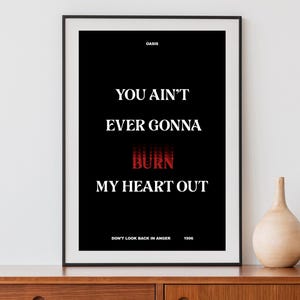 Oasis / Don&#39;t Look Back In Anger / Testo della canzone / Download digitale Stampa Wall Art