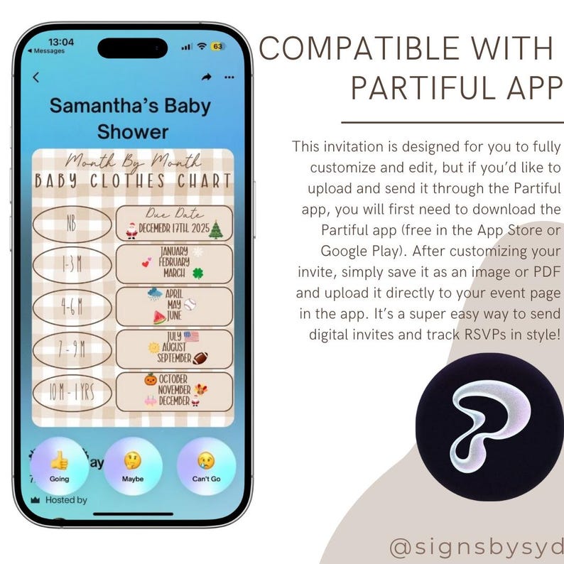 Baby Shower Clothes Chart Etsy