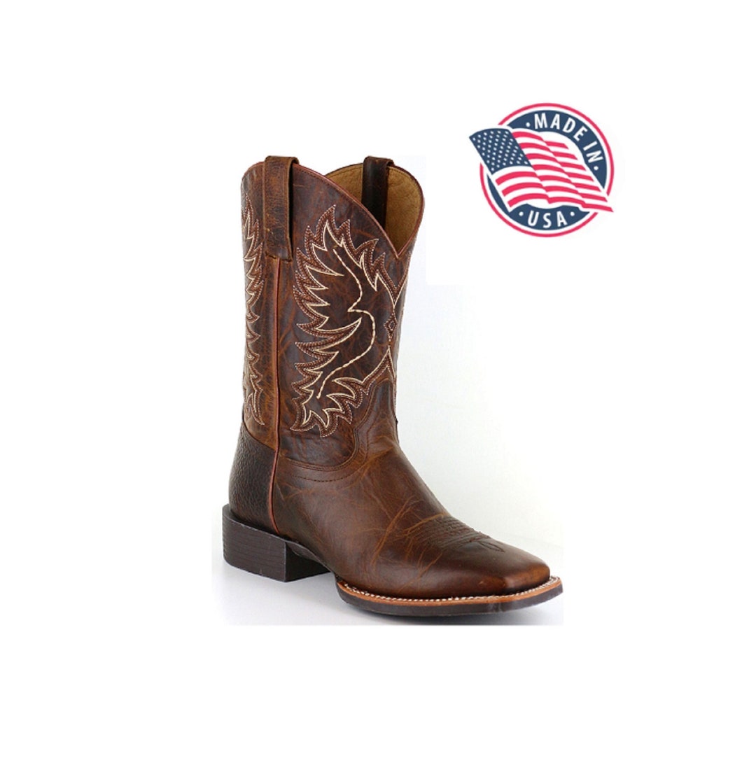 Mens Brown Cowboy Boots Rank 45 Leather Western Boot With Etsy