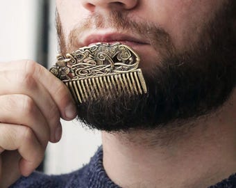 Norse-inspired Beard Grooming Tool | Wooden Viking Beard Comb for Anti-Static Grooming | Unique Odin Gift | Handcrafted Viking Beard Comb