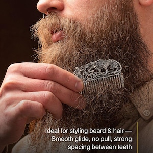 Sterling Silver Viking Beard Comb: Fenrir Wolf Design