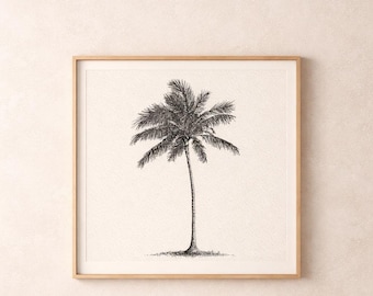 Minimalist Palm Tree Line Art Print, Coastal Home Decor (Digital Download)