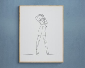 Elegant Woman Line Art | Minimal Female Wall Art | Digital Download Printable