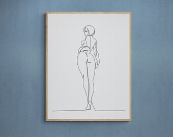 Nude Woman Line Art | Minimal Female Wall Art | Digital Download Printable