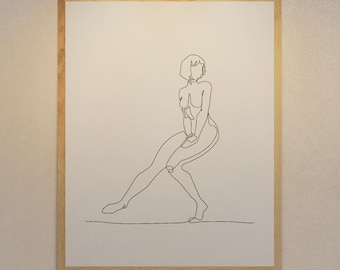 Nude Woman Line Art | Minimal Female Wall Art | Digital Download Printable