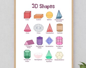 Figuras 3D imprimibles para niños / Actividad de aprendizaje de geometría / Preescolar y jardín de infancia (Descarga digital)