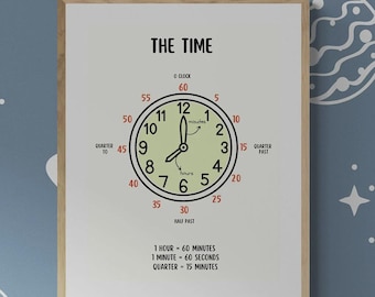 Póster de tiempo de aprendizaje / Decoración para la educación en casa de niños pequeños, Arte de pared infantil (Descarga digital)