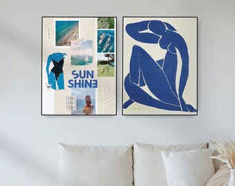 summercoast Digital Download | Printable Poster | Cute Girly Beach Wall Art | Y2K Fashion Aesthetic | Room Bar Cart Decor | Trendy Print