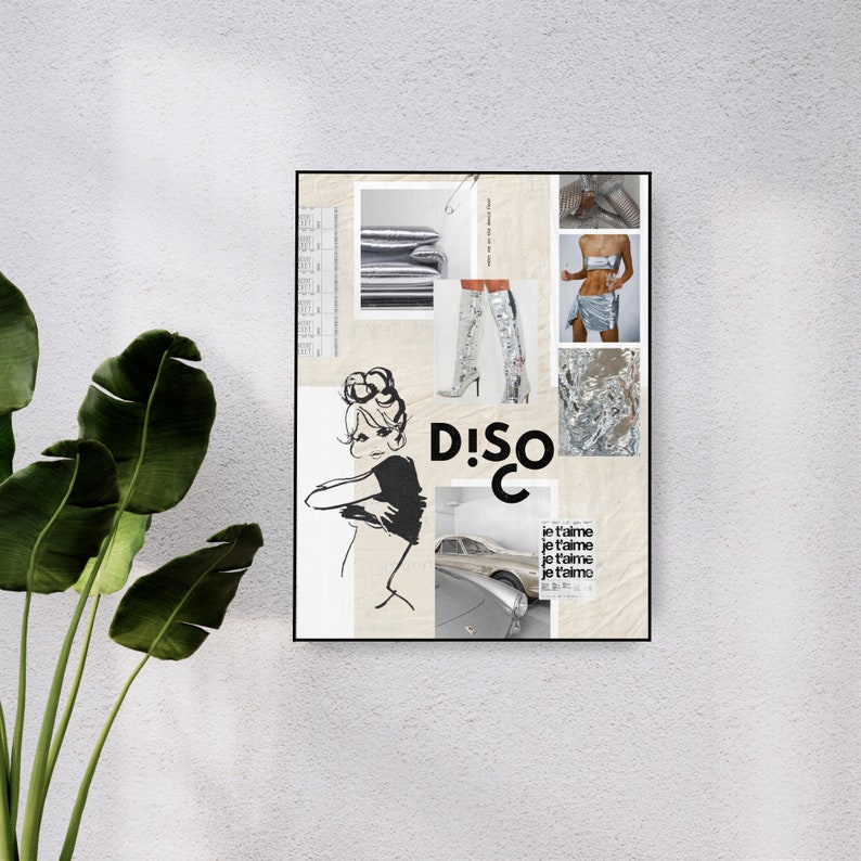disco Retro Digital Download Poster | Printable Artwork | Bar Cart Cocktail Decor | Trendy Cool Y2k | Minimalist Aesthetic image 2