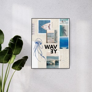 wavey Digital Download | Printable Poster | Cute Beach Aesthetic | Room Decor Wall Art | Trendy Retro