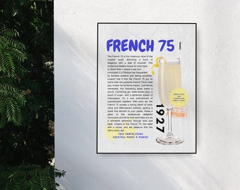 French 75 Digital Download Poster | Digital Print | Bar Cart Poster | Digital Download | Trendy Poster